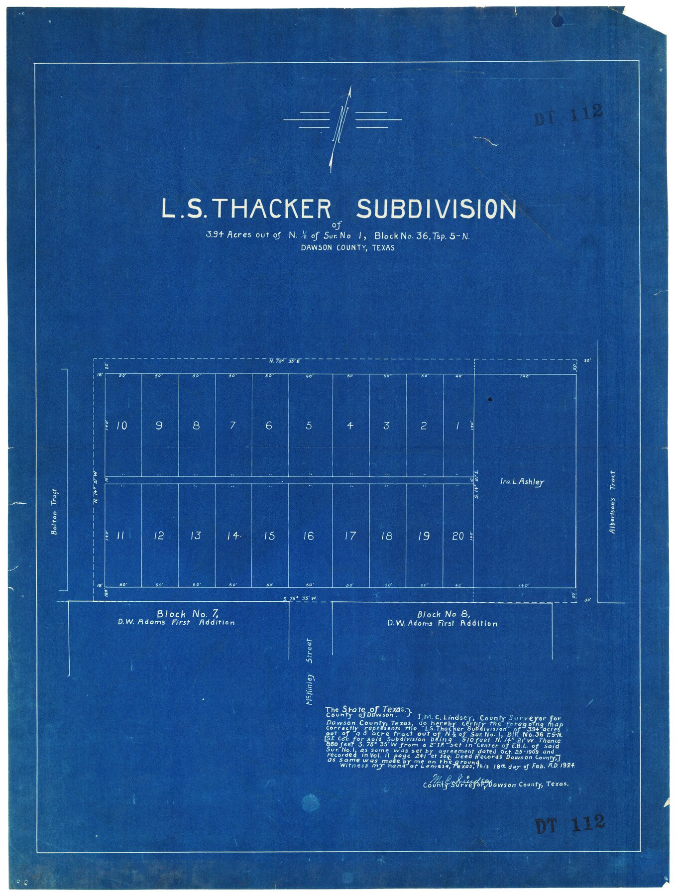 92578, [I. M. Bolton, L. S. Thacker, and R. C. Poteet Subdivisions], Twichell Survey Records