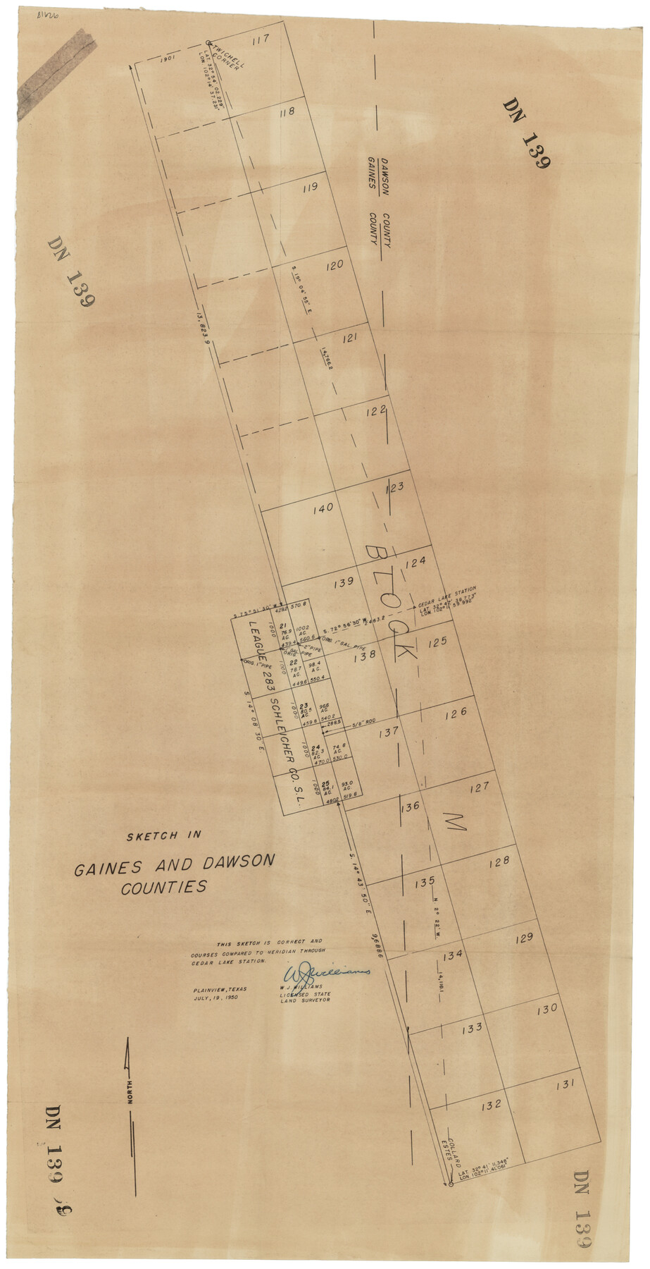 92586, Sketch in Gaines and Dawson Counties, Twichell Survey Records