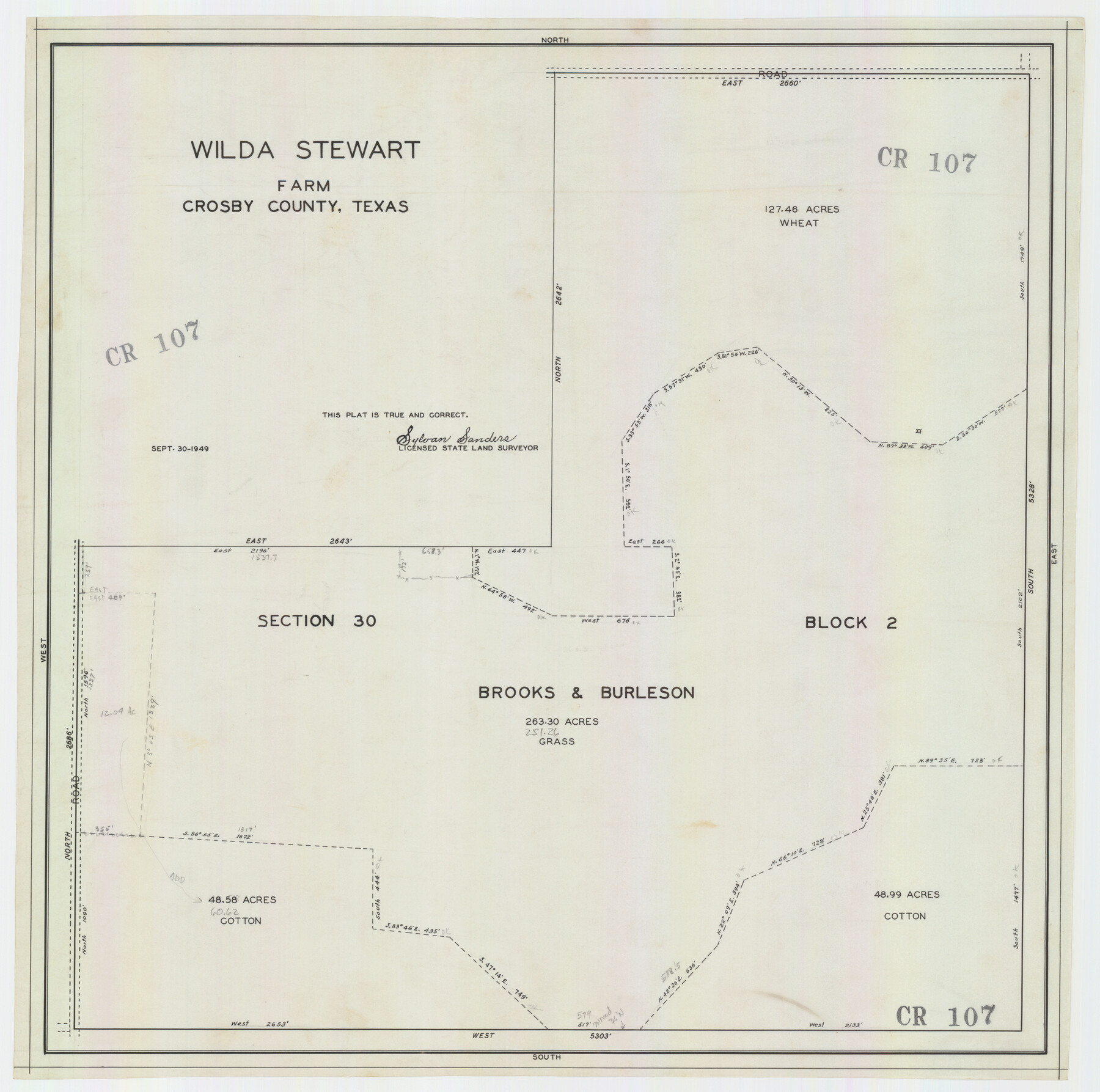 92599, Wilda Stewart Farm, Crosby County, Texas, Twichell Survey Records