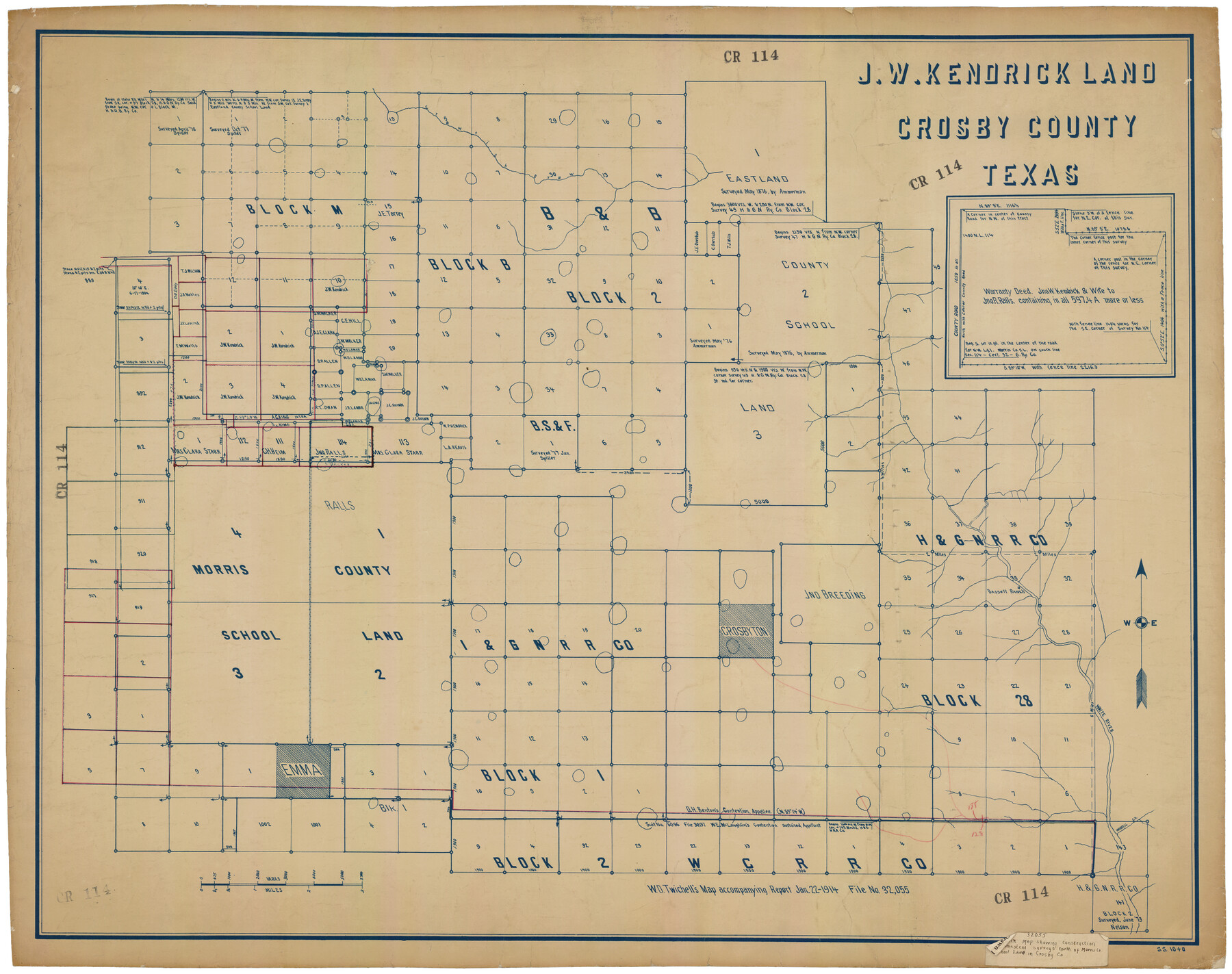 92603, J. W. Kendrick Land, Crosby County, Texas, Twichell Survey Records