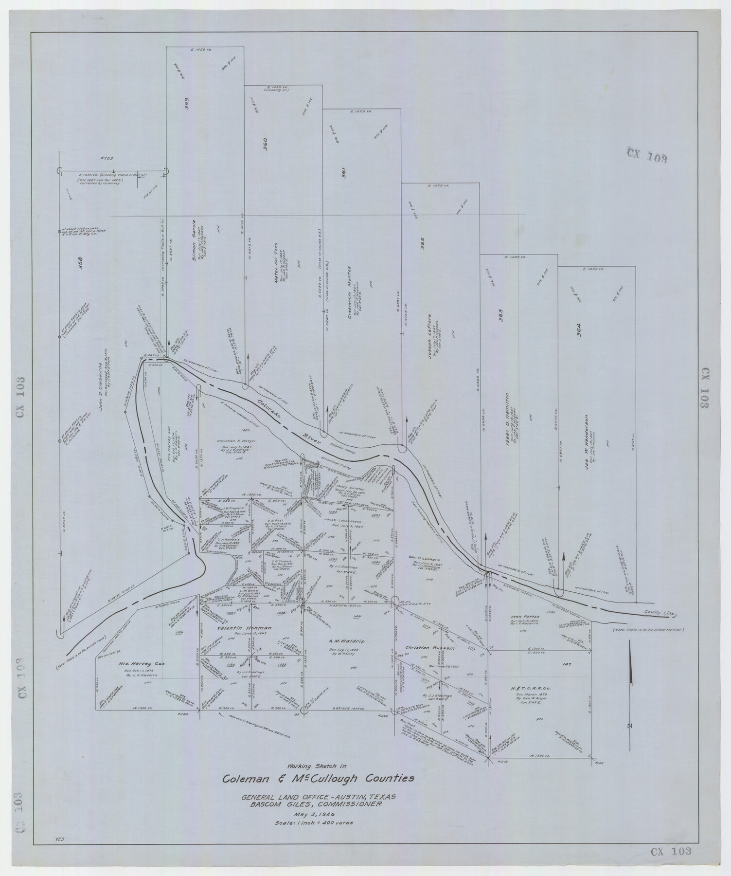 92612, [Coleman County Sections 359, 360, and 361], Twichell Survey Records