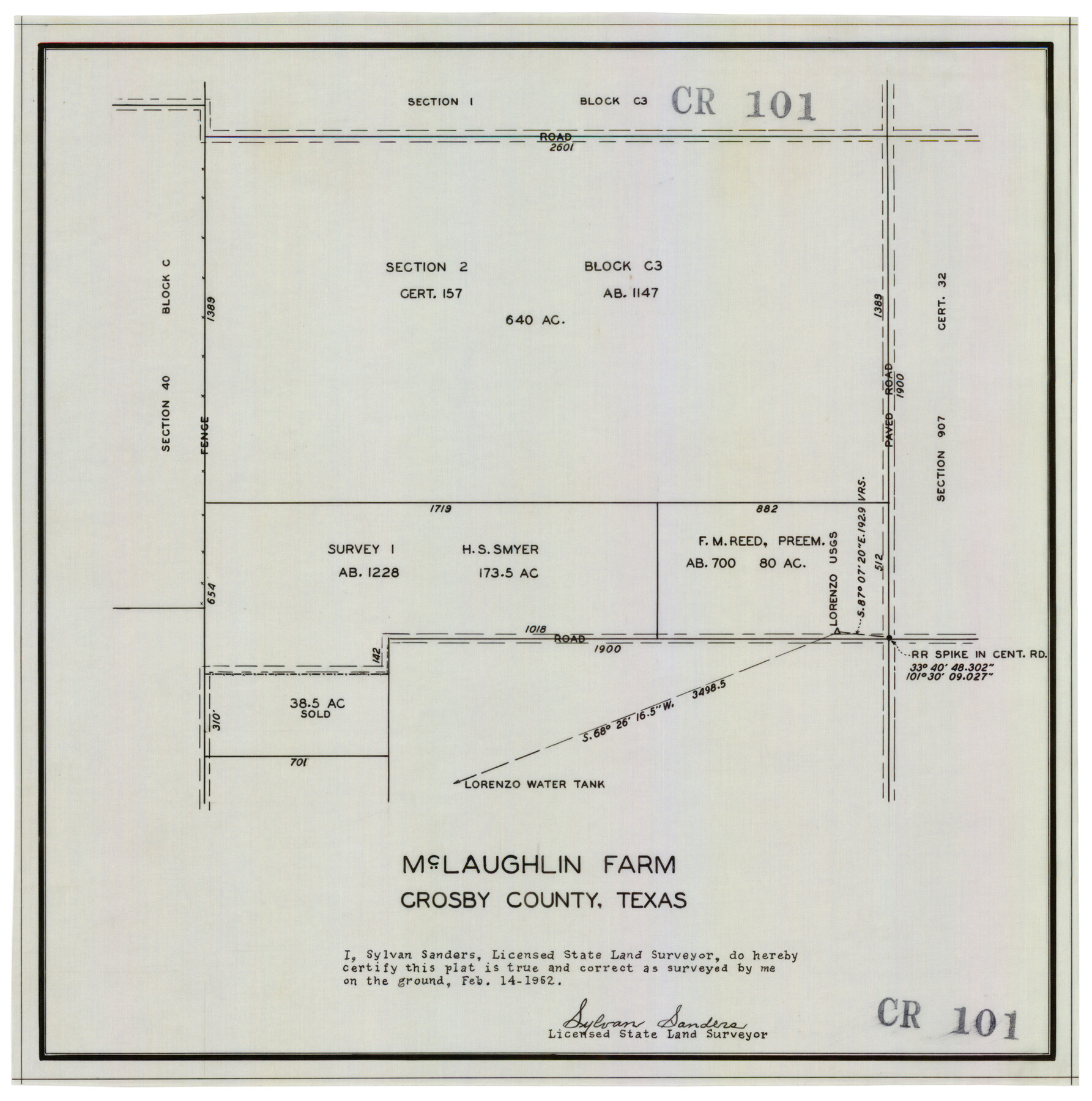 92615, McLaughlin Farm, Crosby County, Texas, Twichell Survey Records