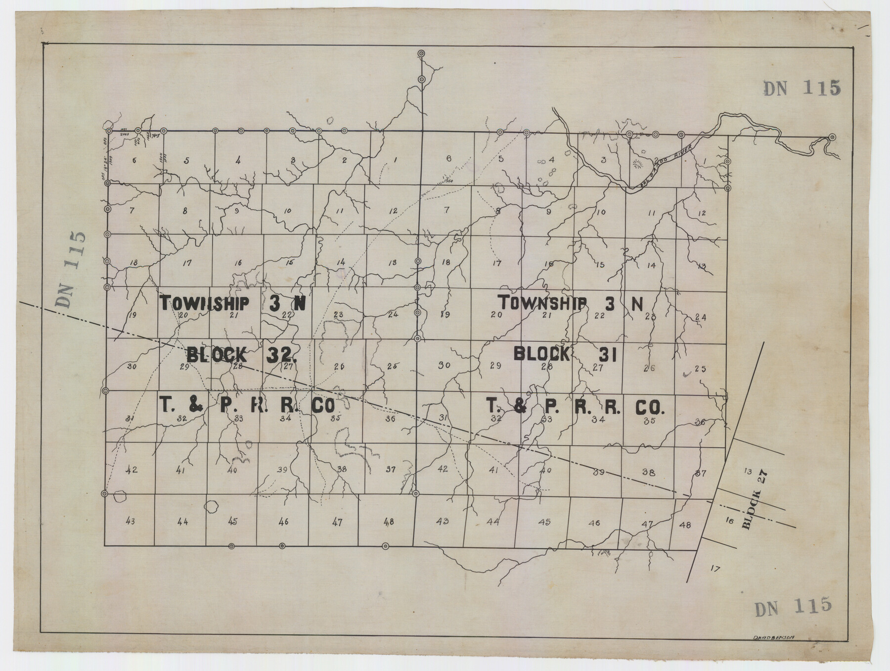 92621, [Township 3 North, Blocks 31 and 32, T. & P. RR. Company], Twichell Survey Records