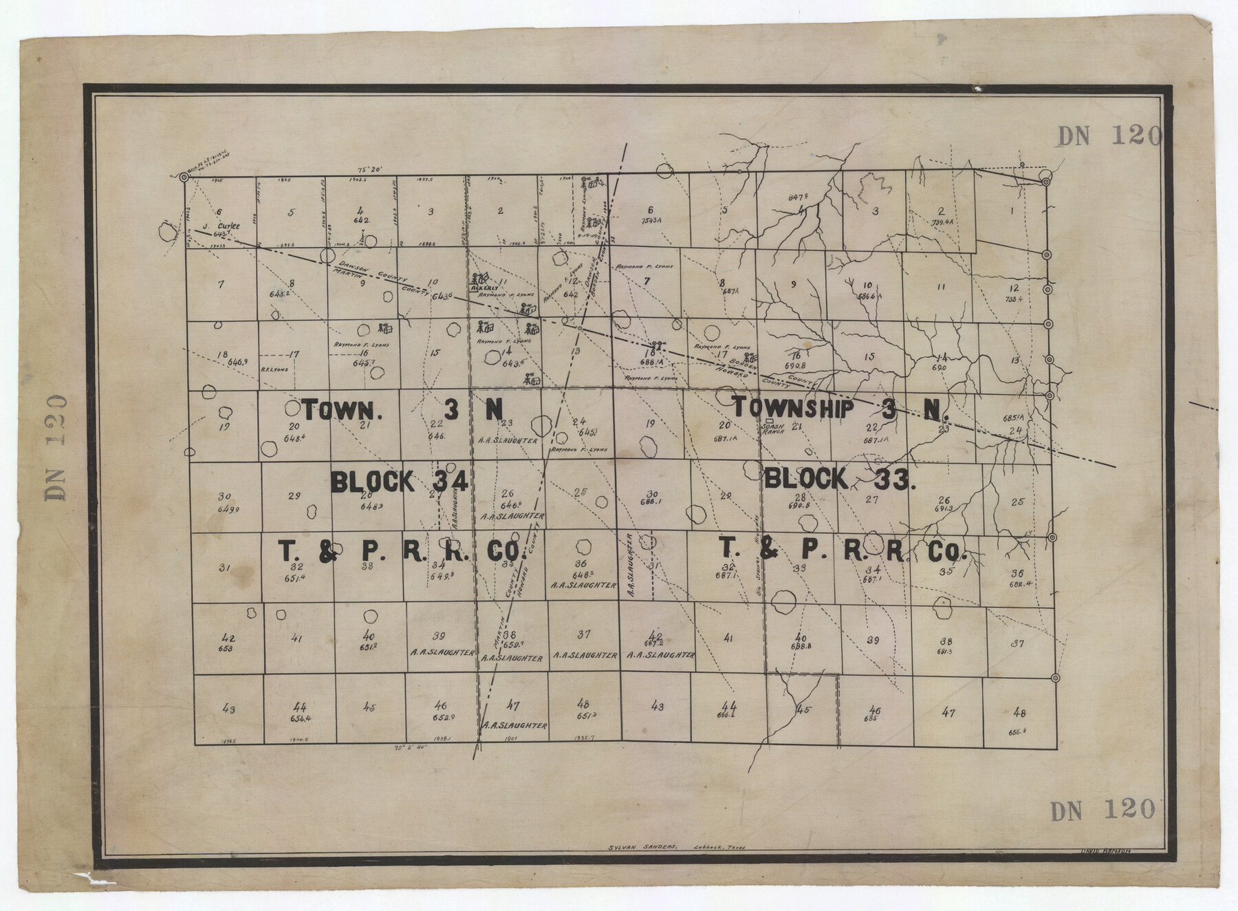 92626, [Township 3 North, Blocks 33 and 34, T. & P. RR. Company], Twichell Survey Records