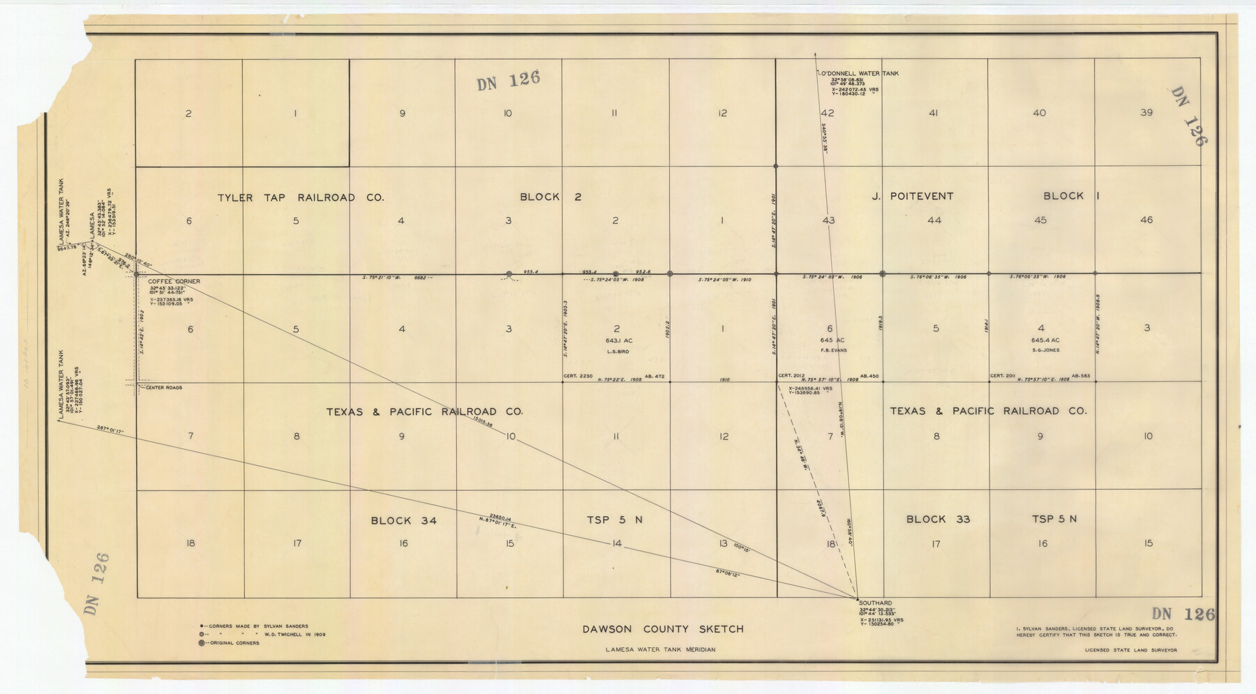 92628, Dawson County Sketch, Twichell Survey Records