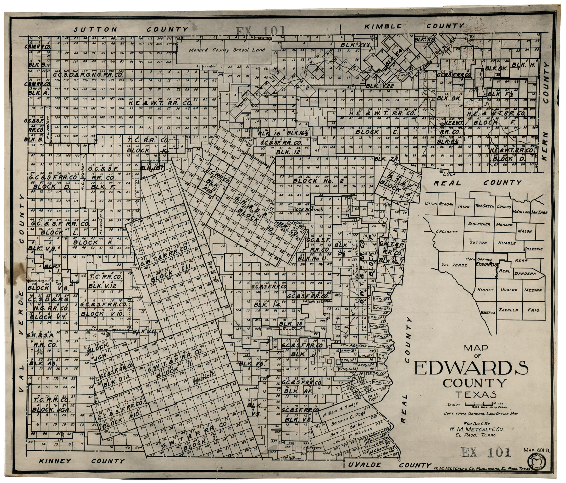 92635, Map of Edwards County, Texas, Twichell Survey Records