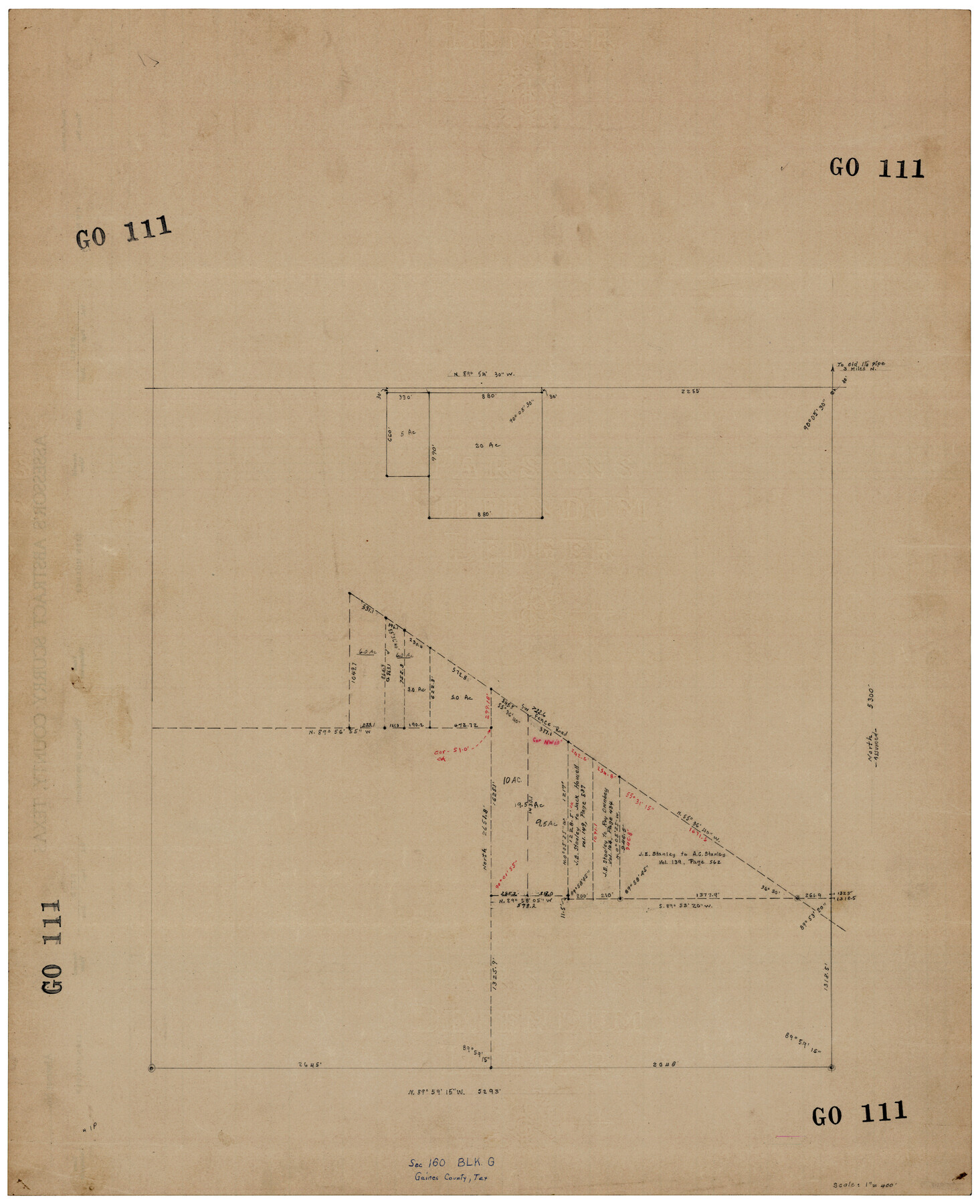 92649, Block G, Section 160, Gaines County, Texas, Twichell Survey Records