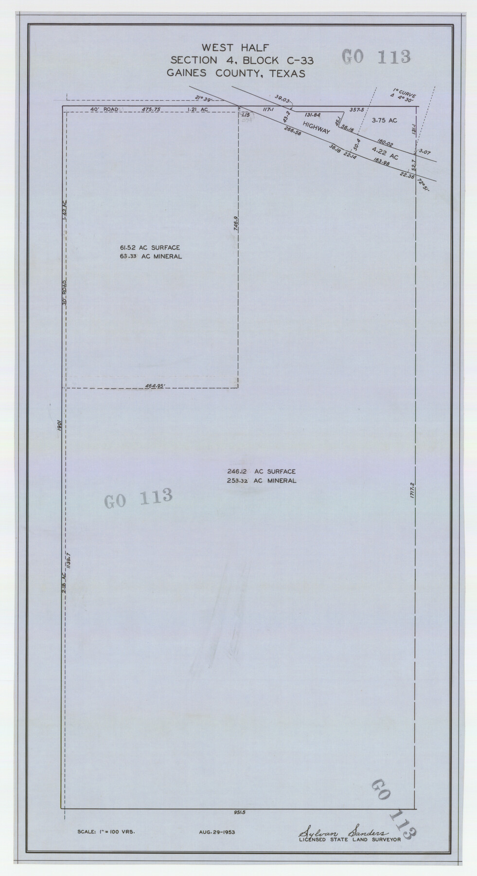 92667, West Half Section 4, Block C-33, Gaines County, Texas, Twichell Survey Records