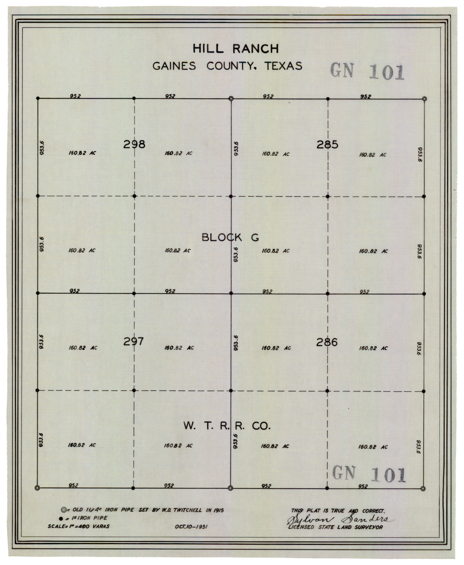 92676, Hill Ranch, Gaines County, Texas, Twichell Survey Records