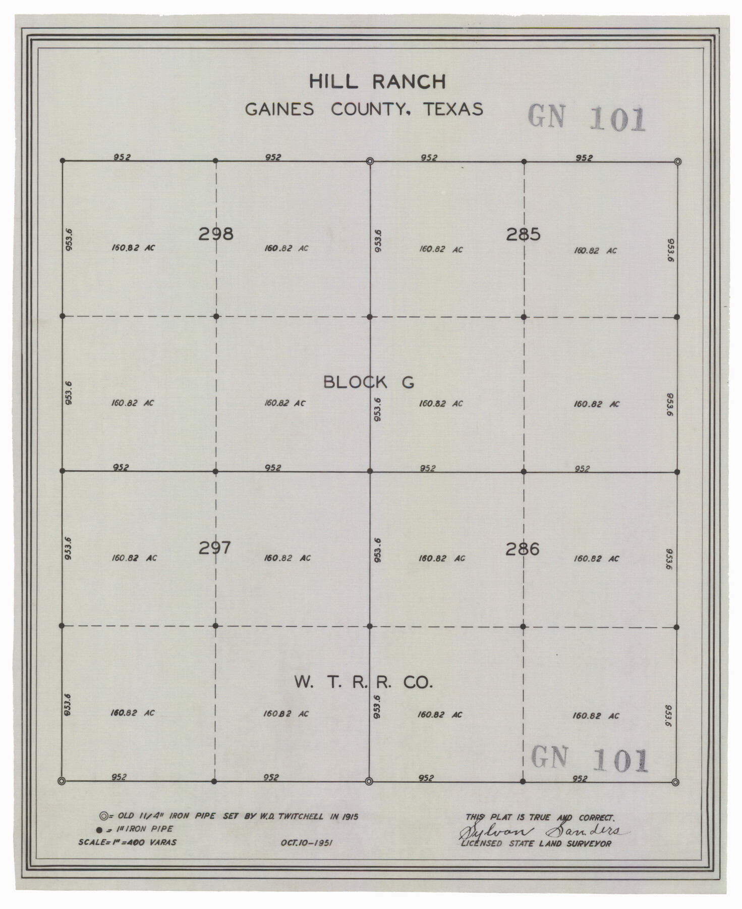 92676, Hill Ranch, Gaines County, Texas, Twichell Survey Records