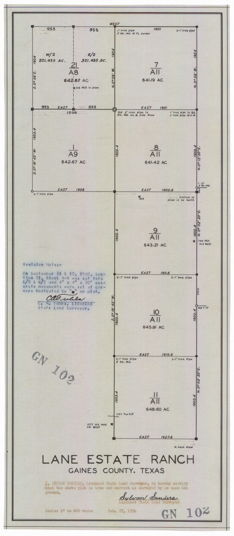 92677, Lane Estate Ranch, Gaines County, Texas, Twichell Survey Records