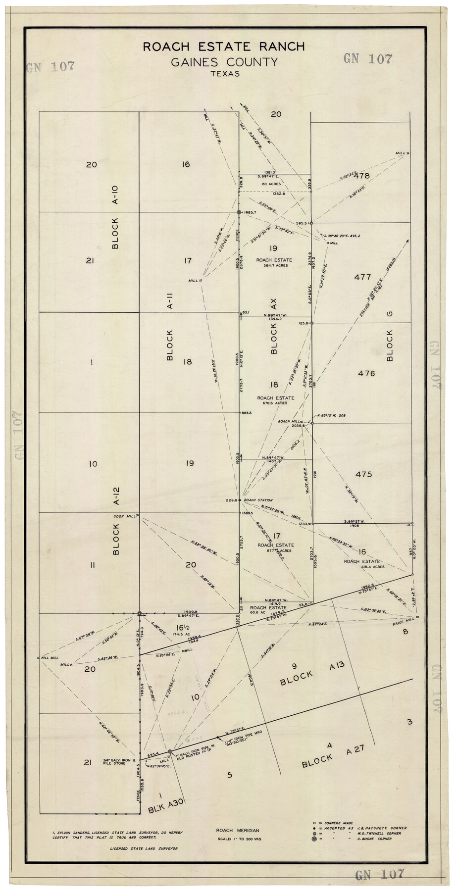 92681, Roach Estate Ranch, Gaines County, Texas, Twichell Survey Records