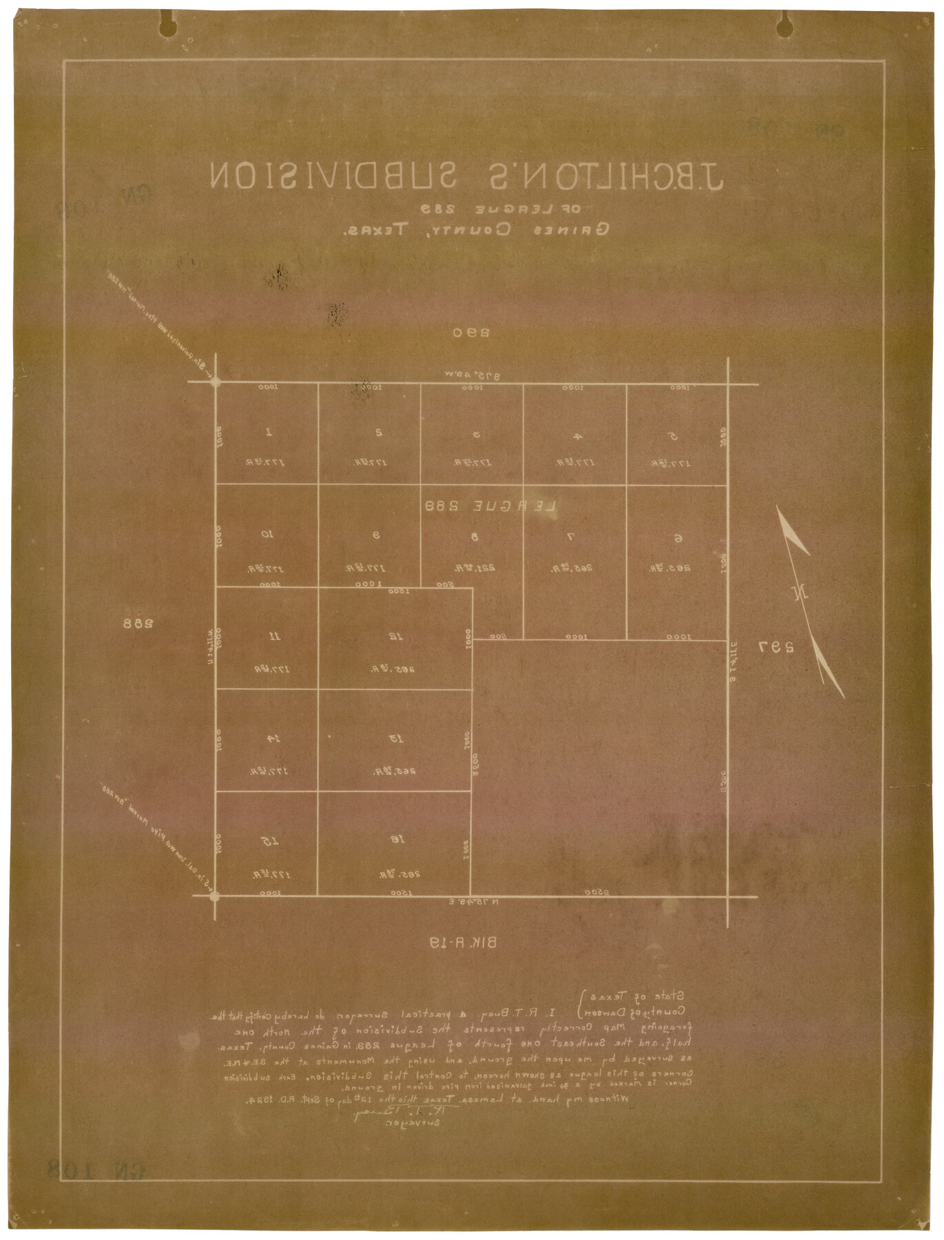 92682, J. B. Chilton's Subdivision of League 289, Gaines County, Texas, Twichell Survey Records