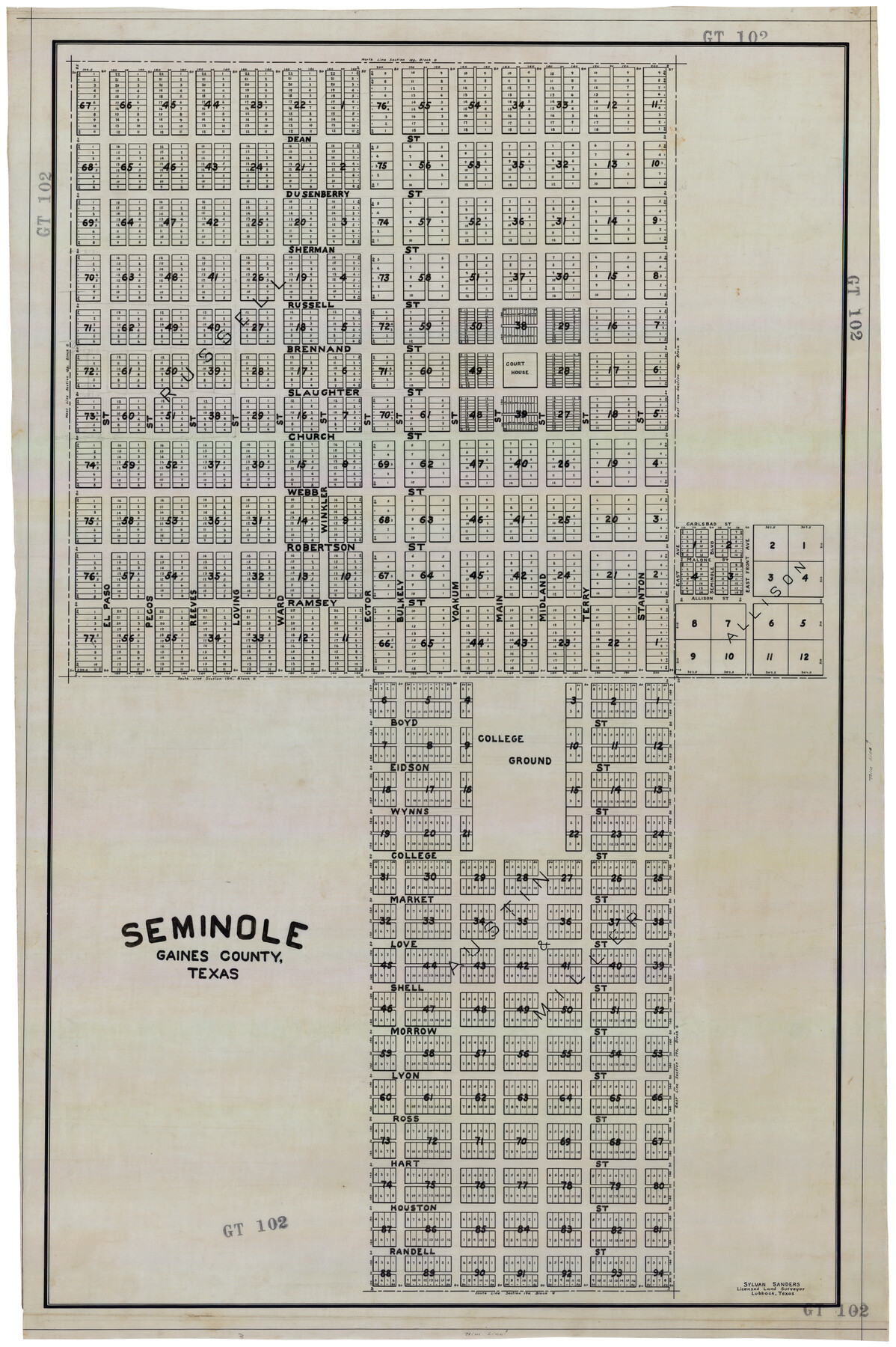 92692, Seminole, Gaines County, Texas, Twichell Survey Records