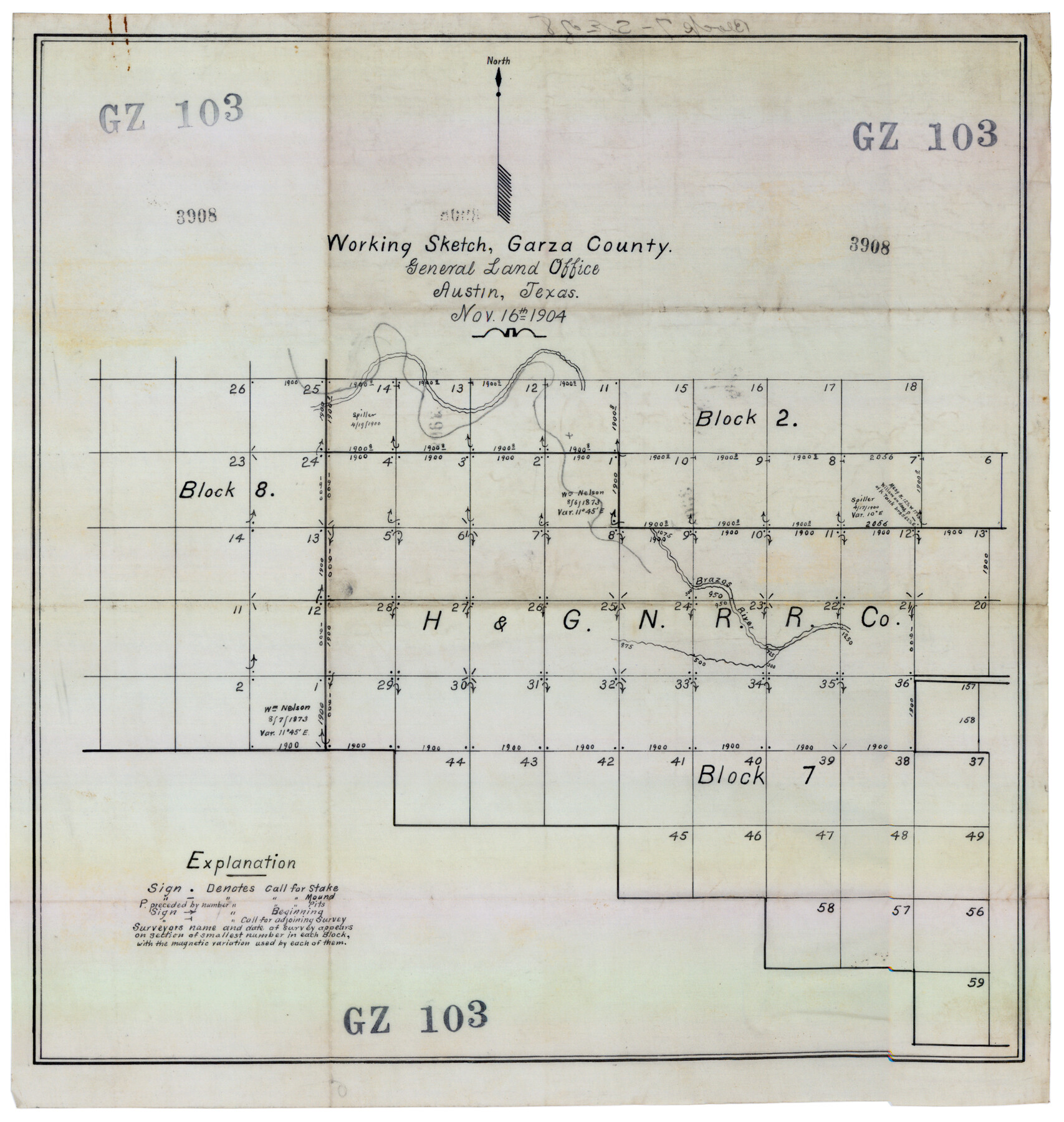 92693, Working Sketch, Garza County, Twichell Survey Records