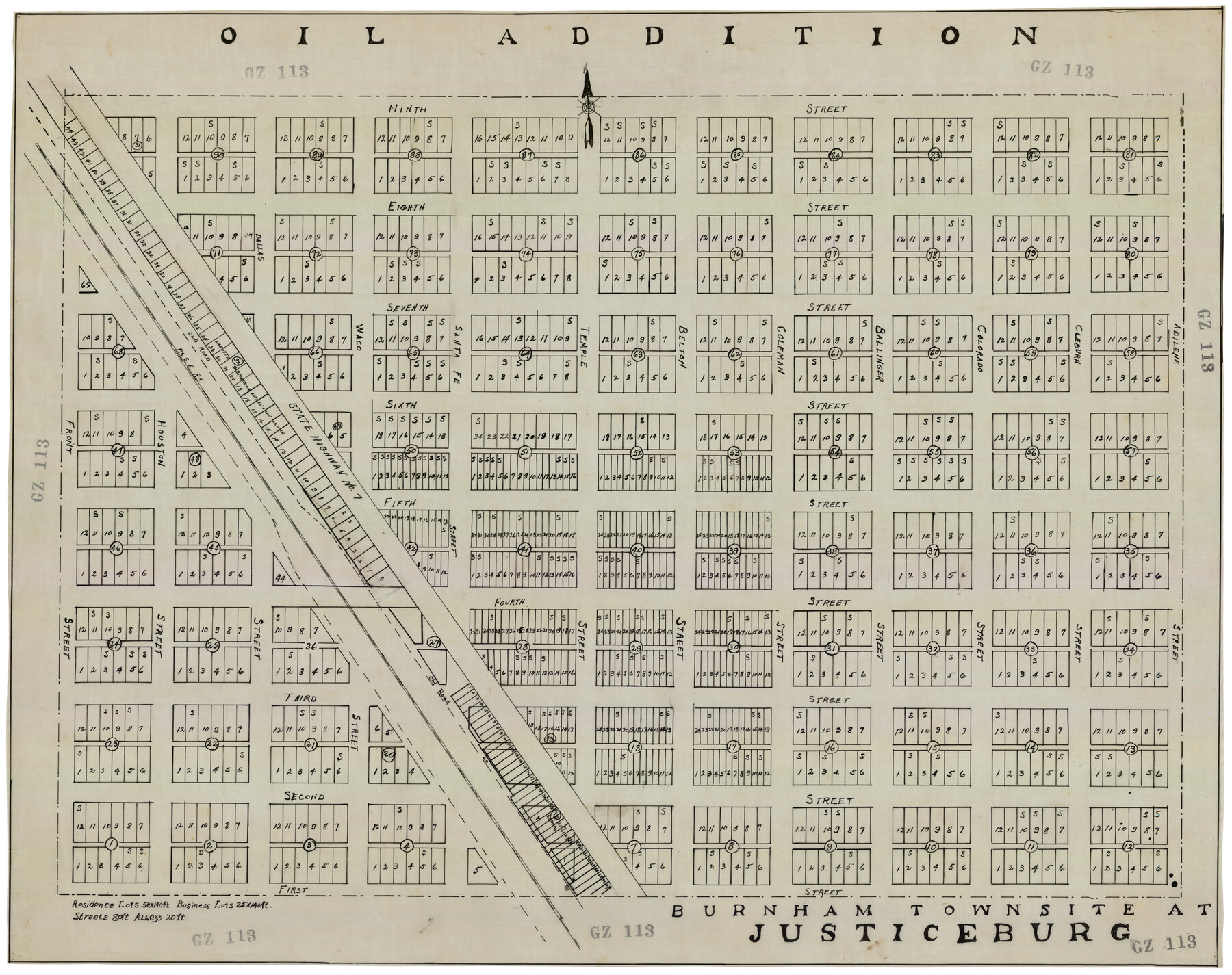 92694, Burnham Townsite at Justiceburg, Twichell Survey Records