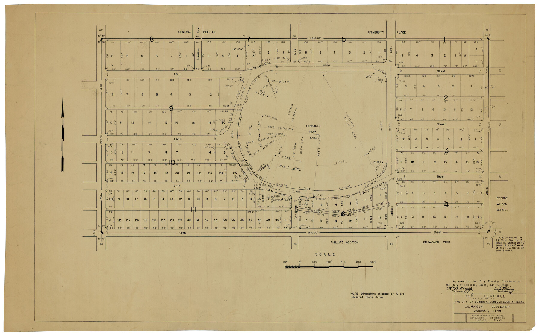 92712, Tech Terrace an Addition to The City of Lubbock, Twichell Survey Records