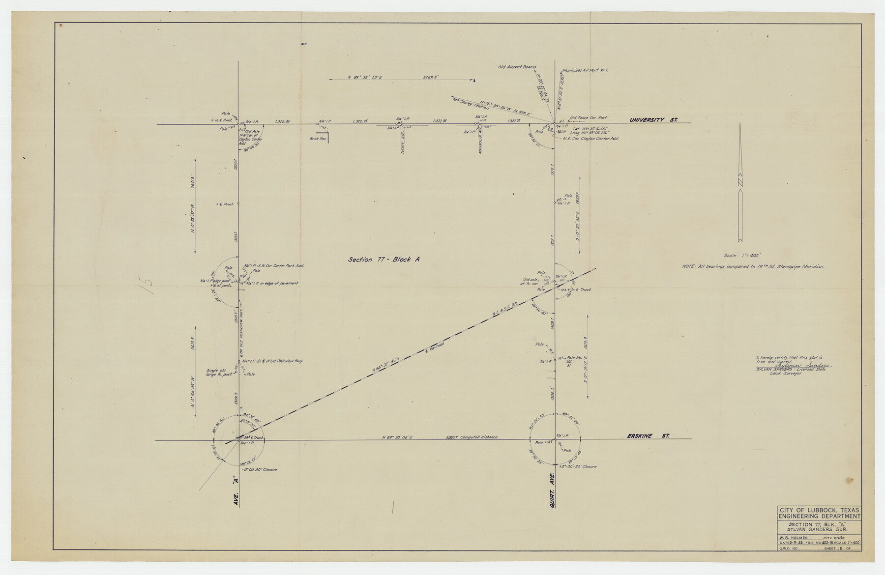 92716, Section 77, Block "A", Sylvan Sanders Survey, Twichell Survey Records