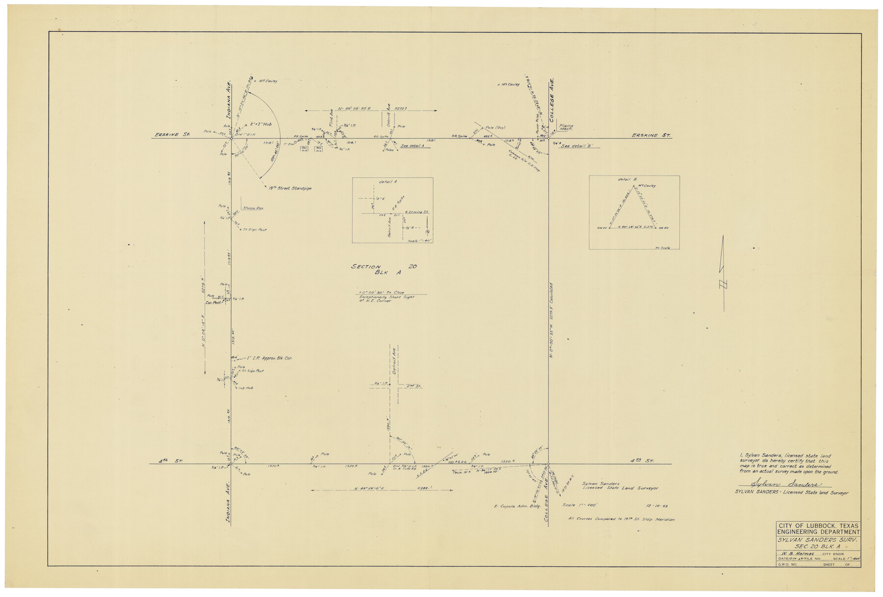 92722, Sylvan Sanders Survey Section 20, Block A, Twichell Survey Records