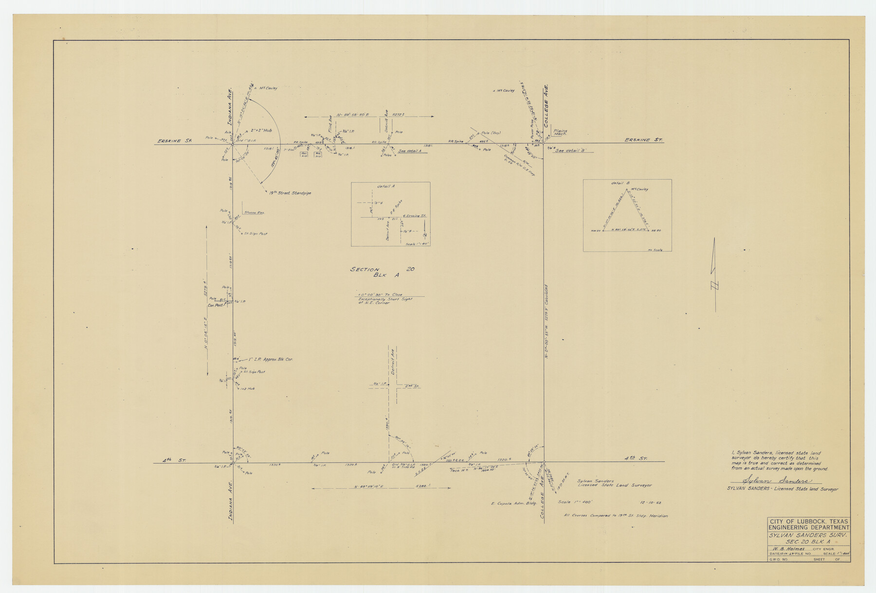 92722, Sylvan Sanders Survey Section 20, Block A, Twichell Survey Records