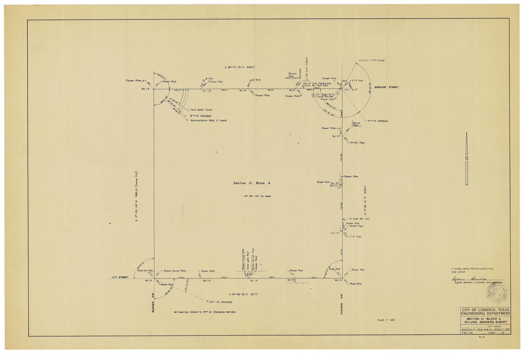 92723, Section 21, Block A, Sylvan Sanders Survey, Twichell Survey Records