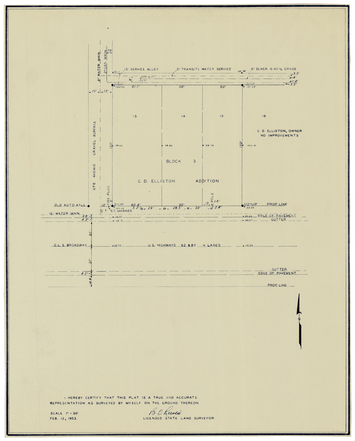 92728, Block 3, C. D. Elliston Addition, Twichell Survey Records