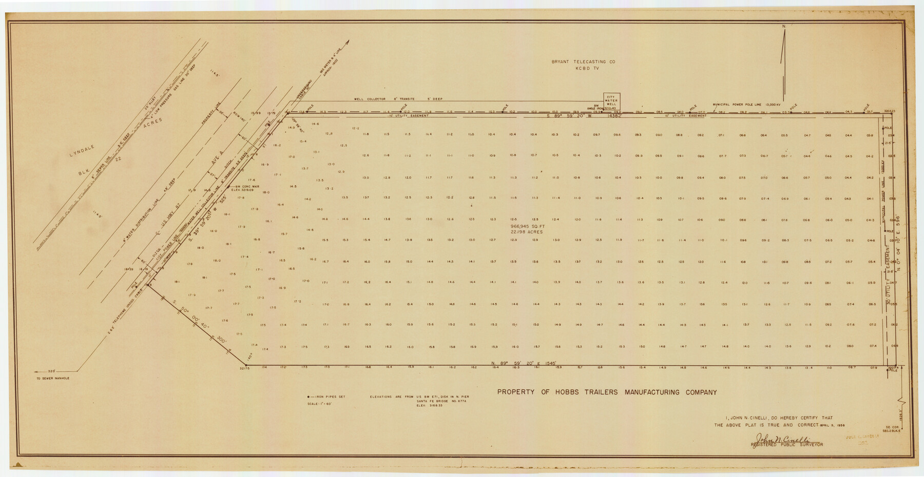 92733, Property of Hobbs Trailers Manufacturing Company, Twichell Survey Records