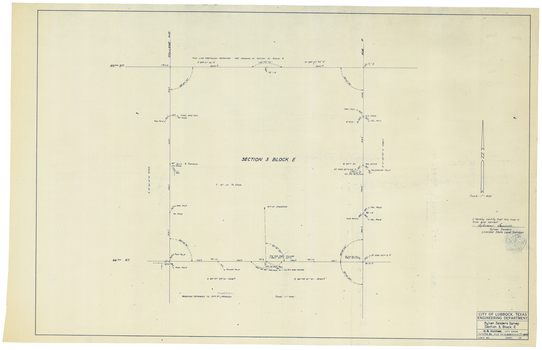 92741, Sylvan Sanders Survey Section 3, Block E, Twichell Survey Records