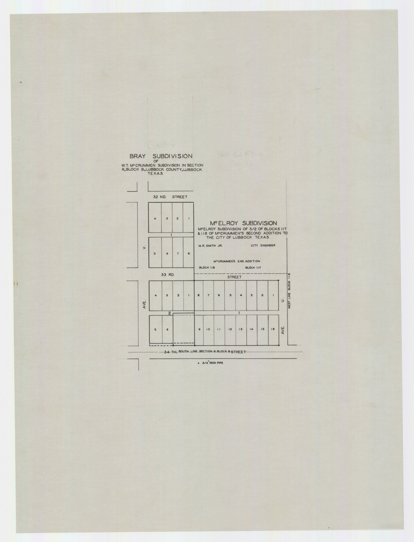 92746, Bray Subdivision and McElroy Subdivision, Twichell Survey Records