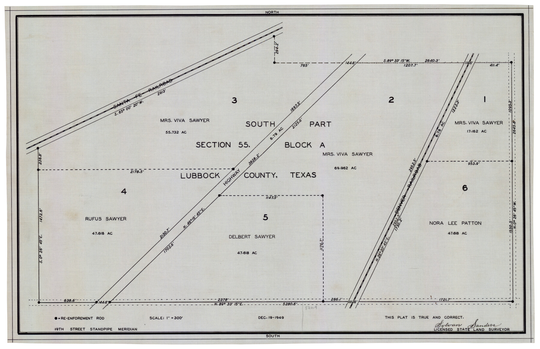 92755, South Part Section 55, Block A, Twichell Survey Records