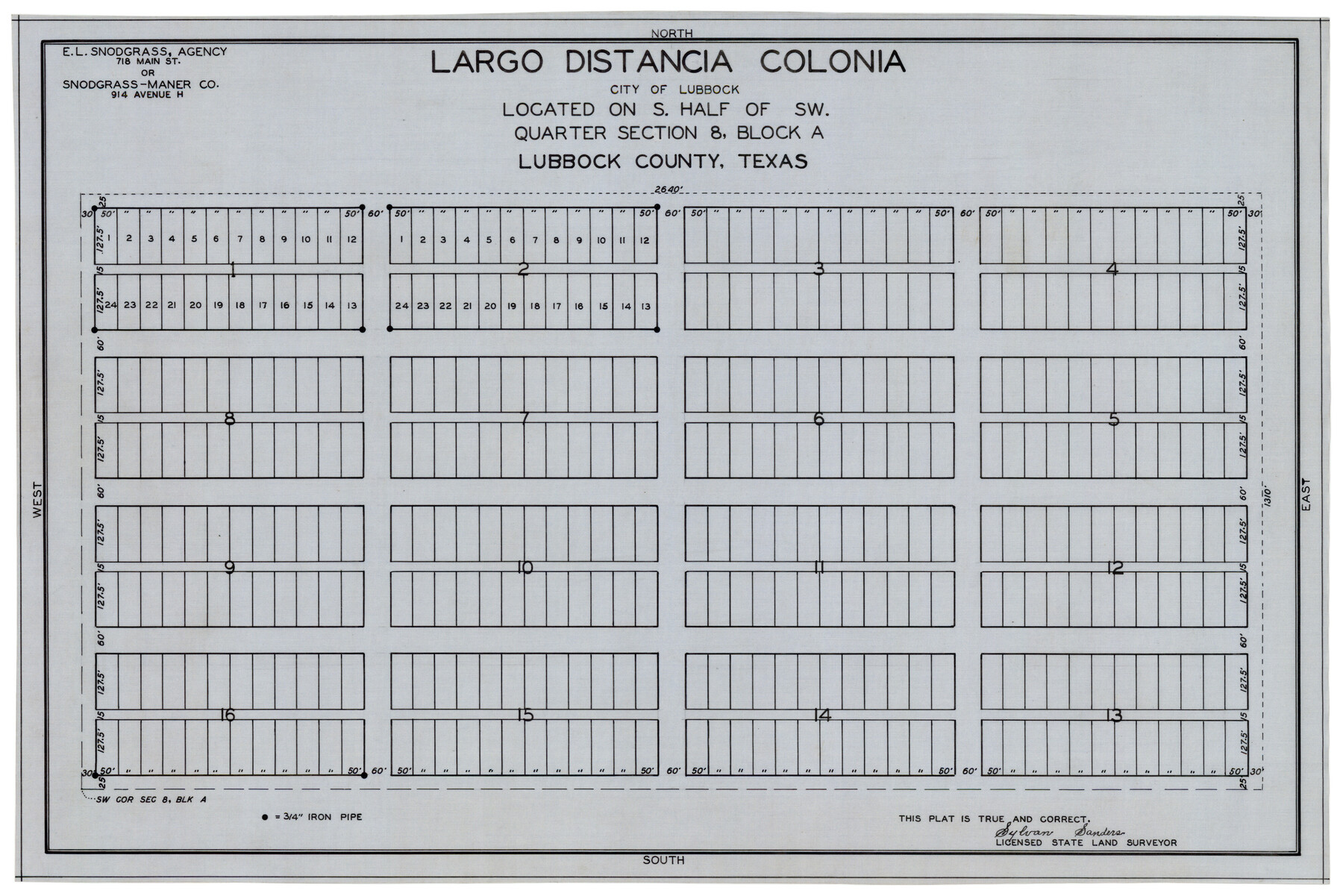 92765, Largo Distancia Colonia Located on S. Half of SW Quarter Section 8, Block A, Twichell Survey Records