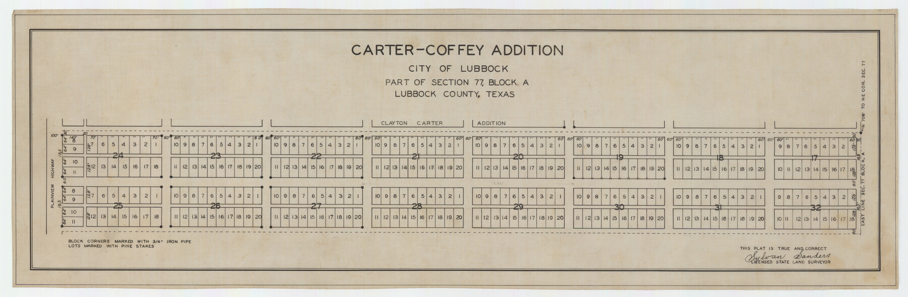 92766, Carter-Coffey Addition, Part of Section 77, Block A, Twichell Survey Records