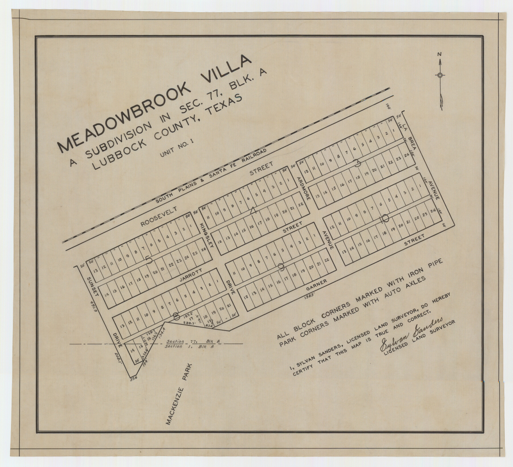 92768, Meadowbrook Villa a Subdivision in Section 77, Blk A, Twichell Survey Records