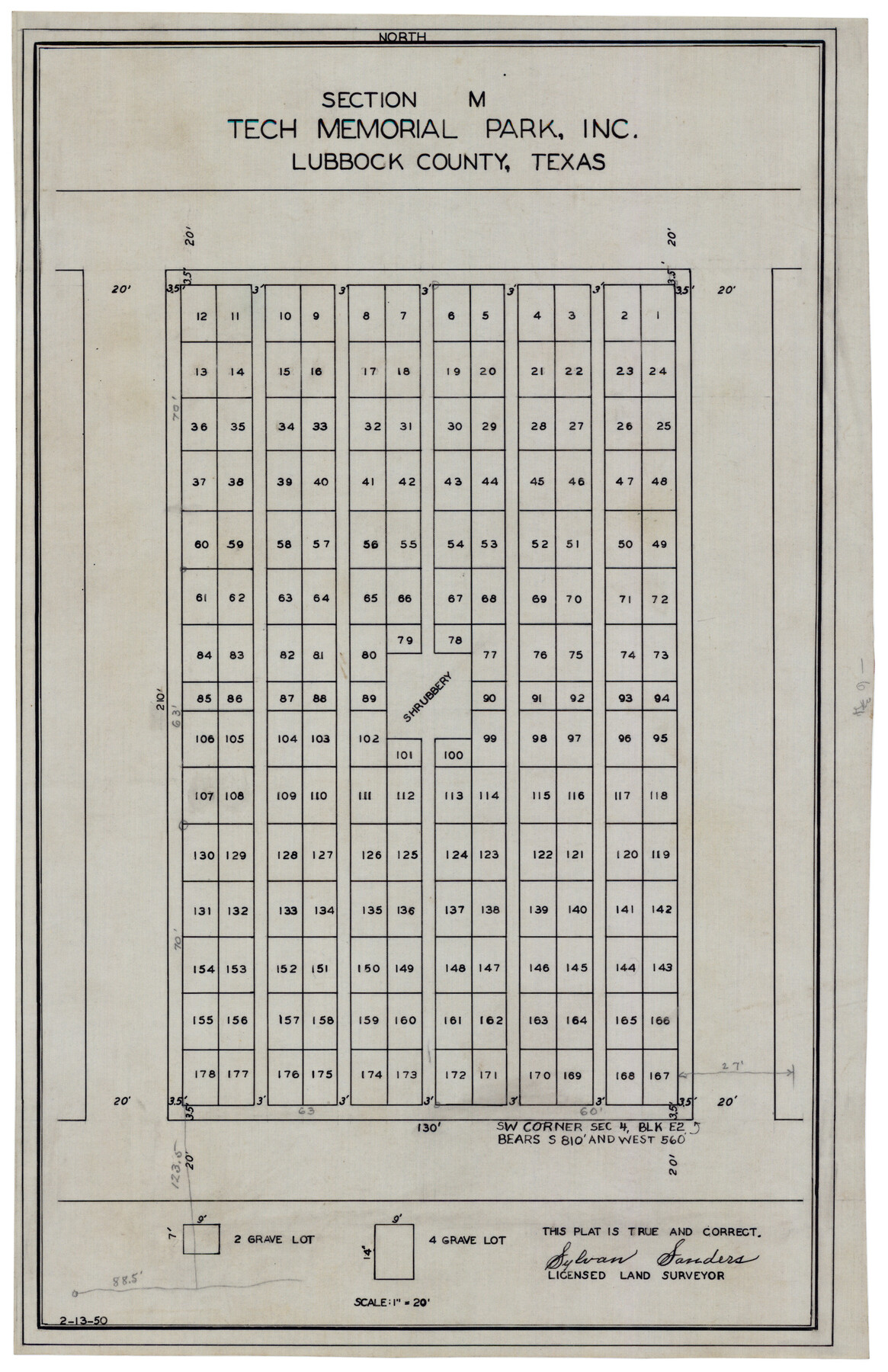 92784, Section M, Tech Memorial Park, Inc., Twichell Survey Records