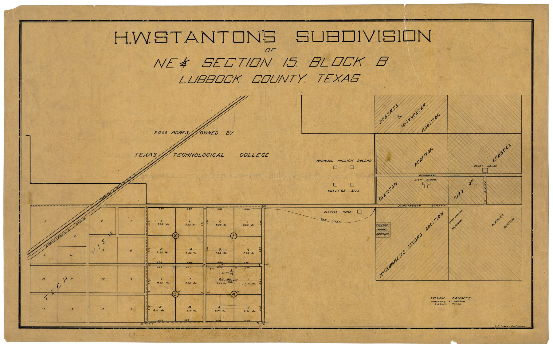 92788, H. W. Stanton's Subdivision of Northeast Quarter, Section 15, Block B, Twichell Survey Records