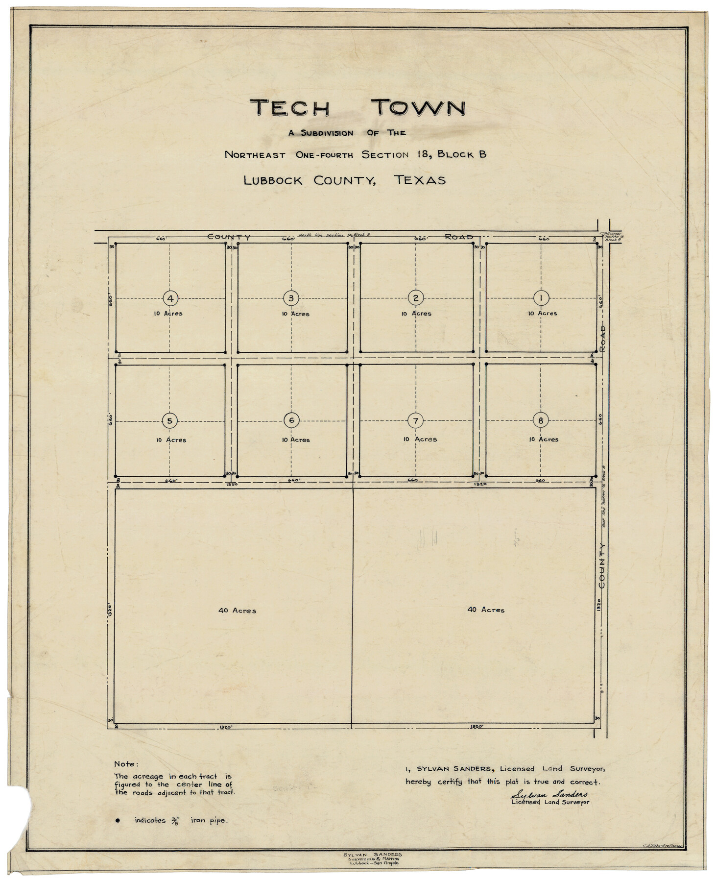 92792, Tech Town a Subdivision of the Northeast Quarter Section 18, Block B, Twichell Survey Records