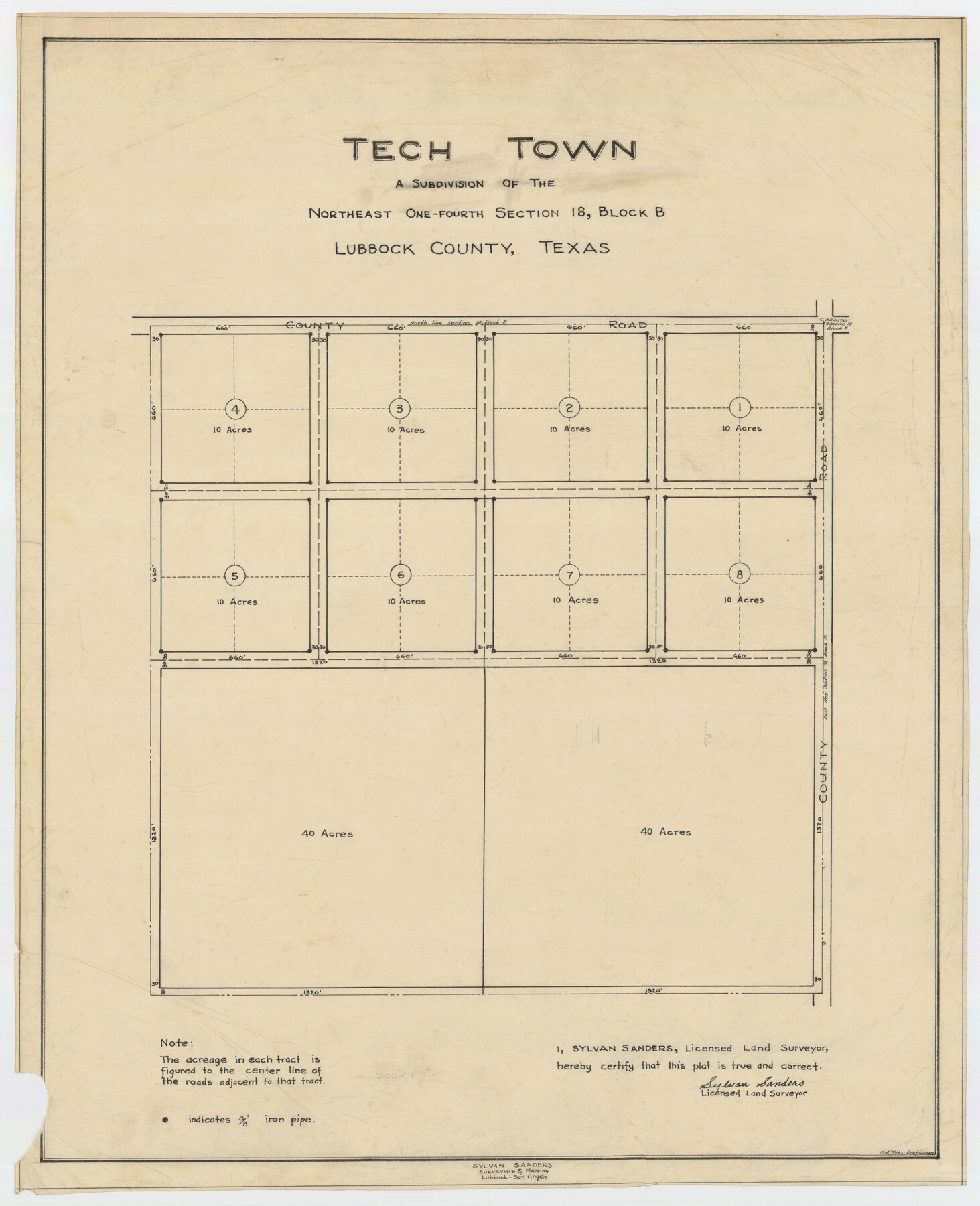 92792, Tech Town a Subdivision of the Northeast Quarter Section 18, Block B, Twichell Survey Records