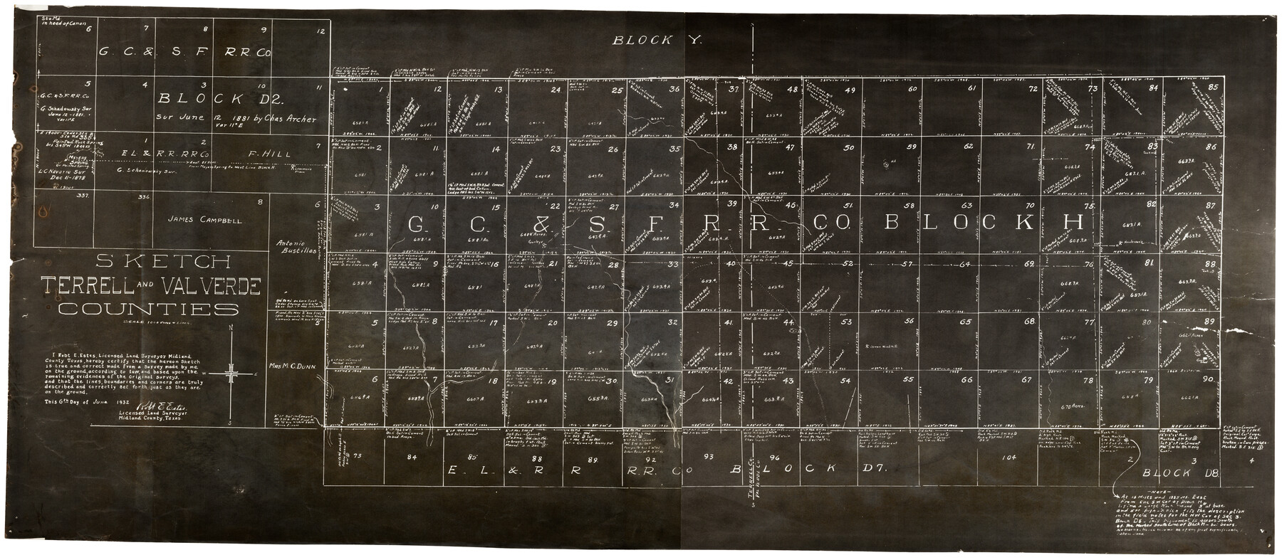 92800, Sketch Terrell and Val Verde Counties, Twichell Survey Records