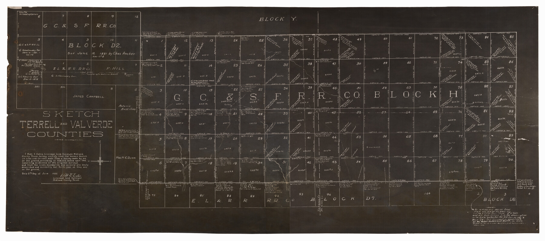 92800, Sketch Terrell and Val Verde Counties, Twichell Survey Records