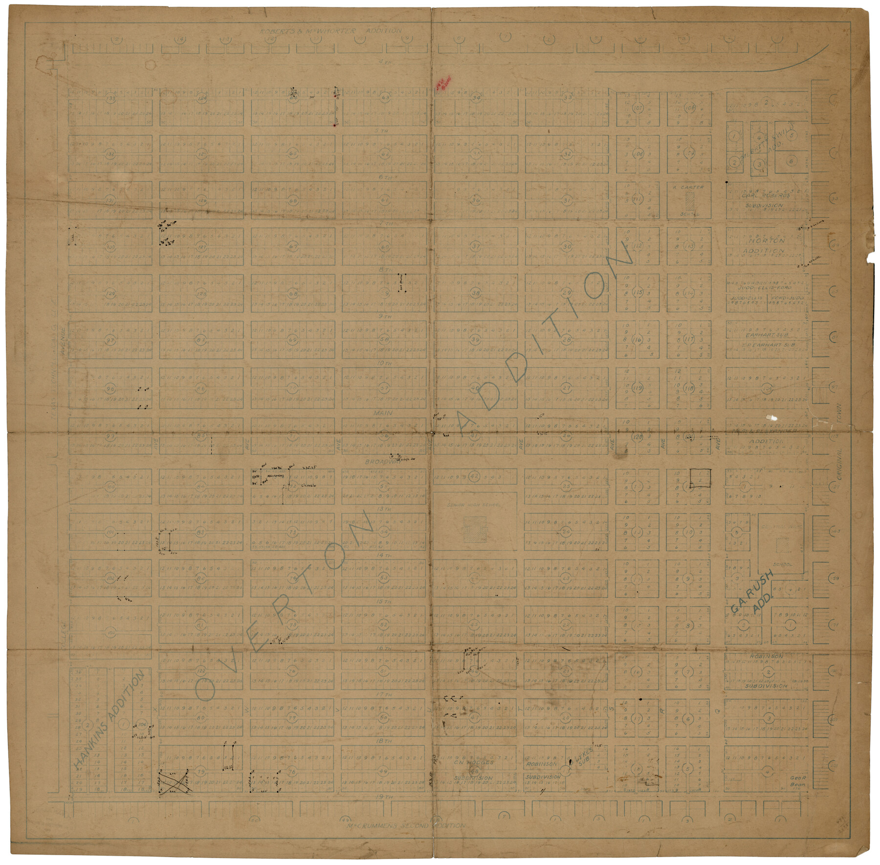 92812, [Plat map showing mostly Overton Addition], Twichell Survey Records