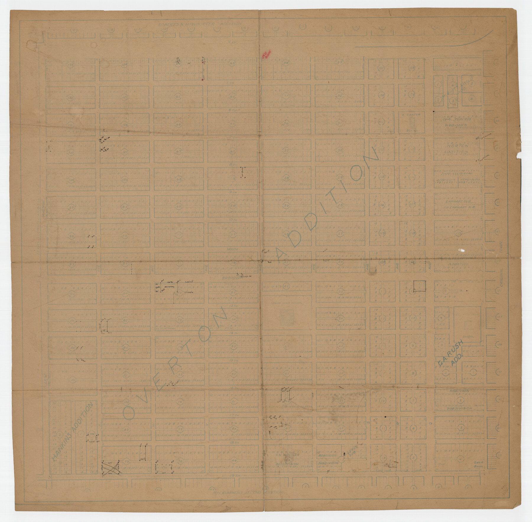 92812, [Plat map showing mostly Overton Addition], Twichell Survey Records