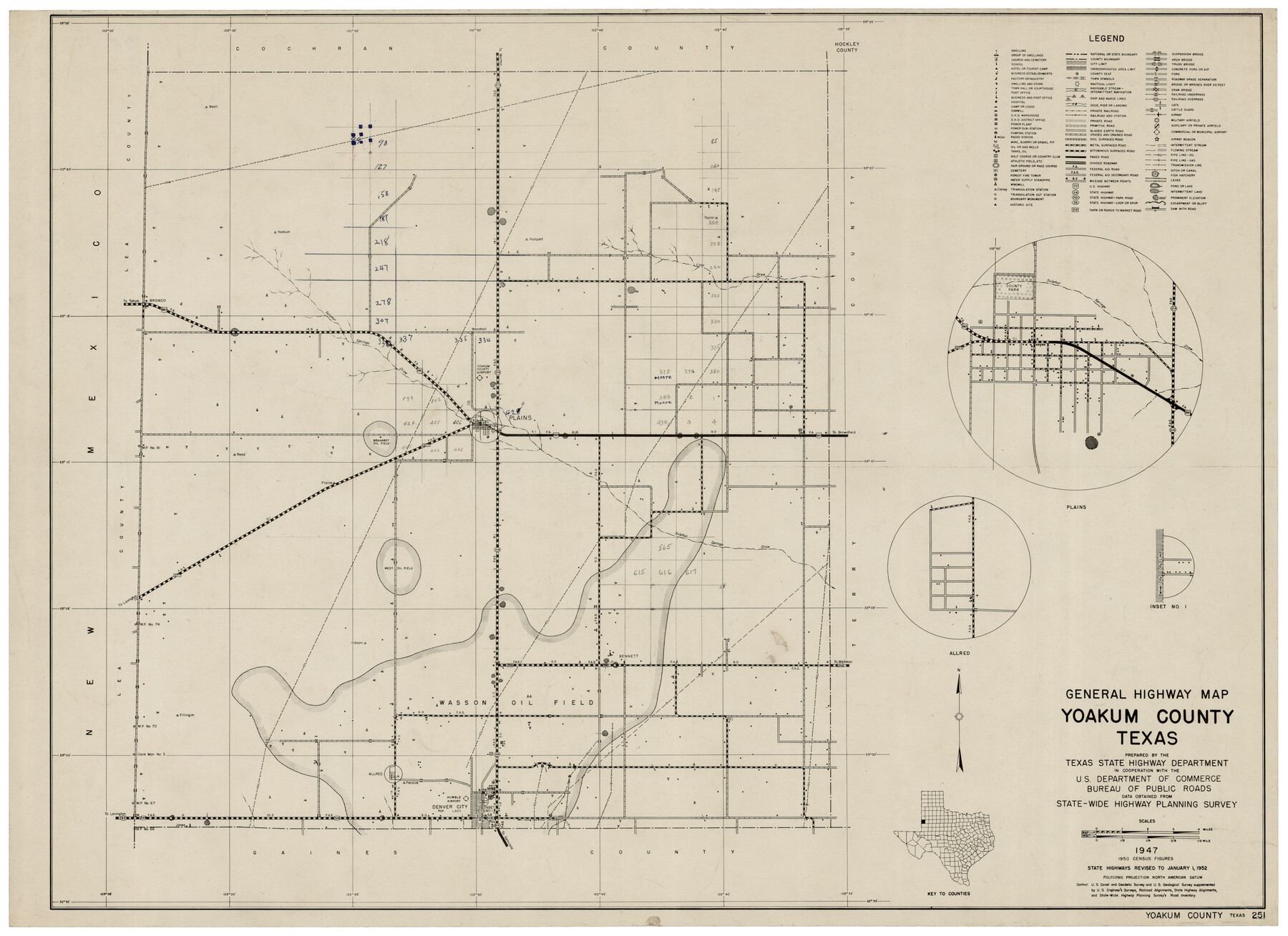 92815, General Highway Map, Yoakum County Texas, Twichell Survey Records