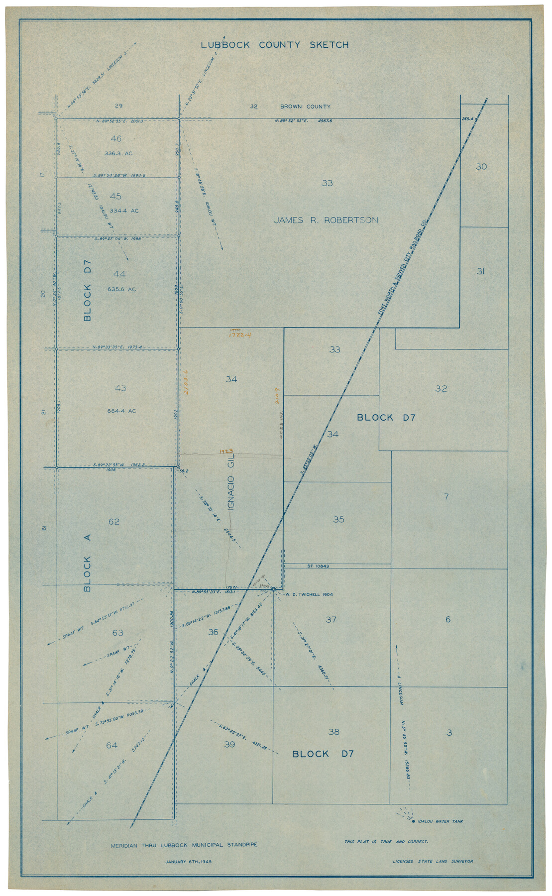 92829, Lubbock County Sketch, Twichell Survey Records