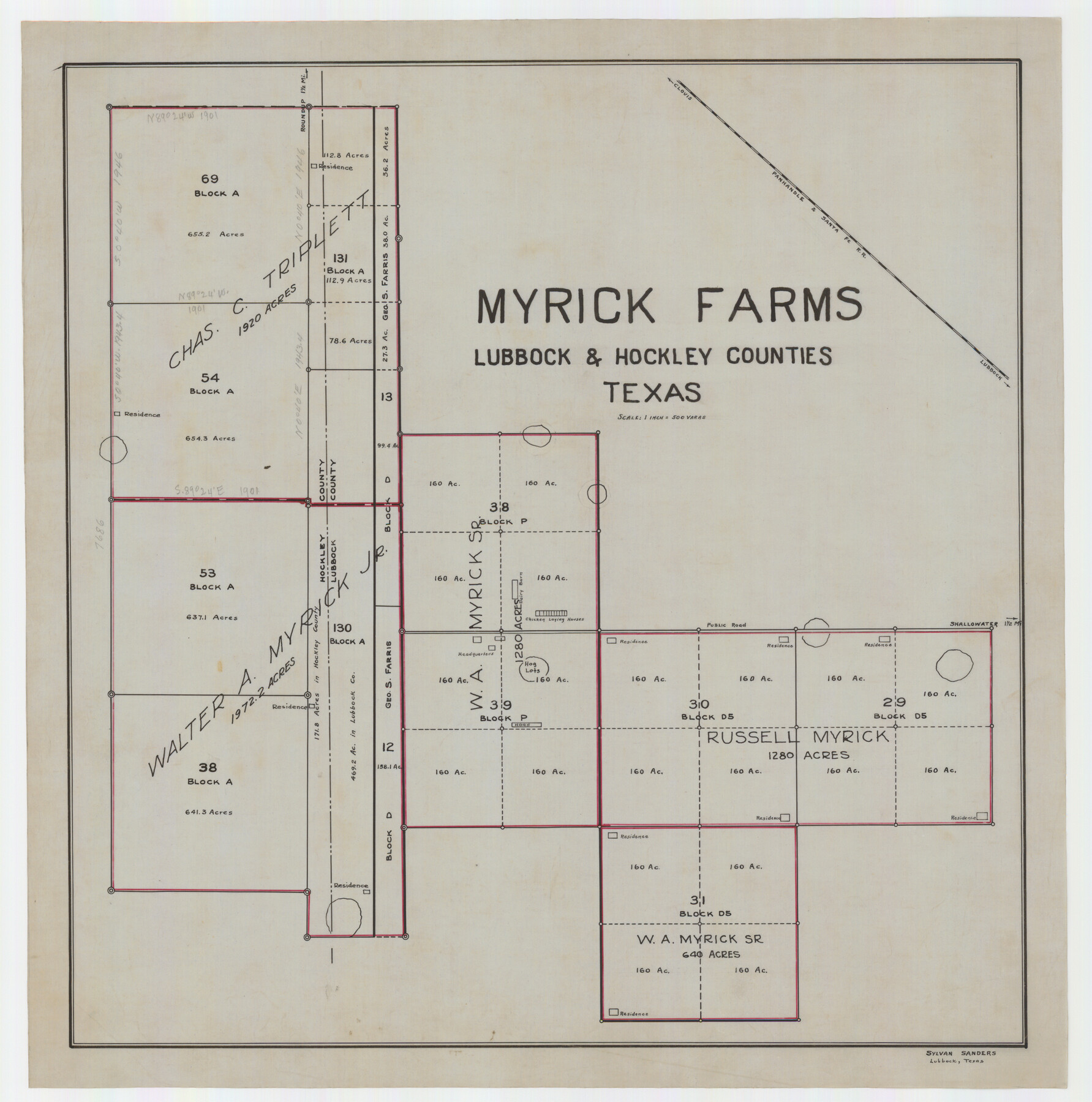 92830, Myrick Farms Lubbock & Hockley Counties, Twichell Survey Records