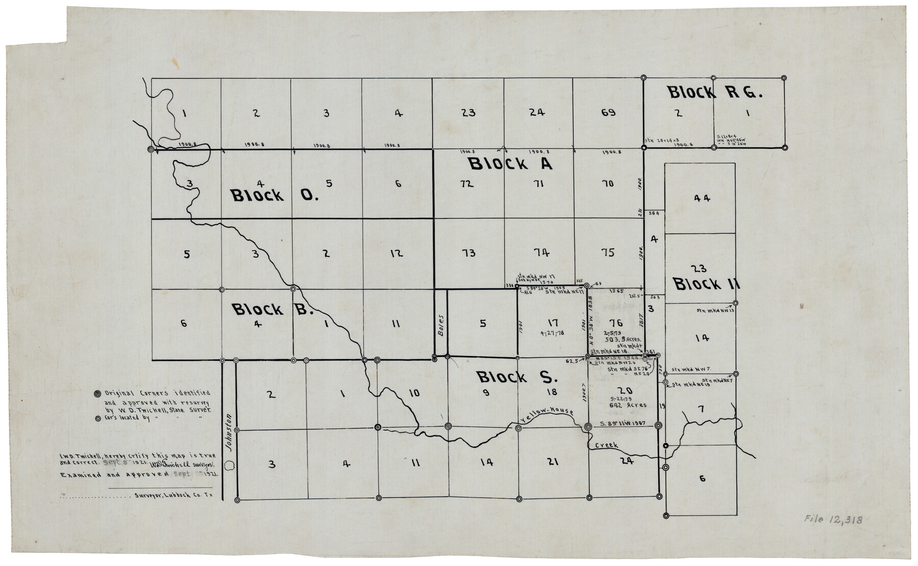 92858, [Blocks A, RG, O, B, S and 11], Twichell Survey Records