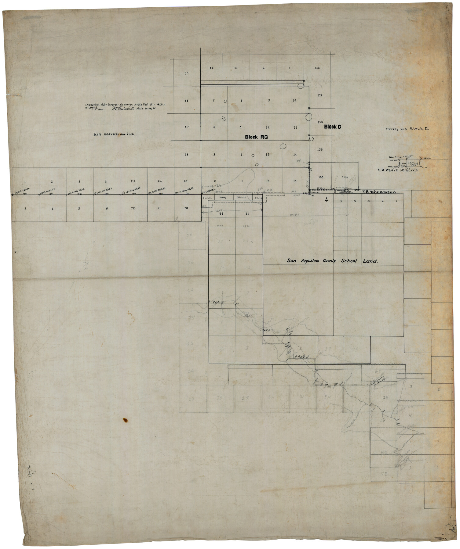 92863, [Block RG, Block C, San Augustine School Land], Twichell Survey Records