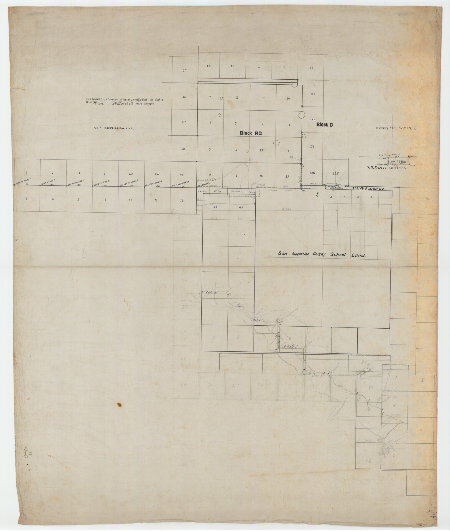 92863, [Block RG, Block C, San Augustine School Land], Twichell Survey Records