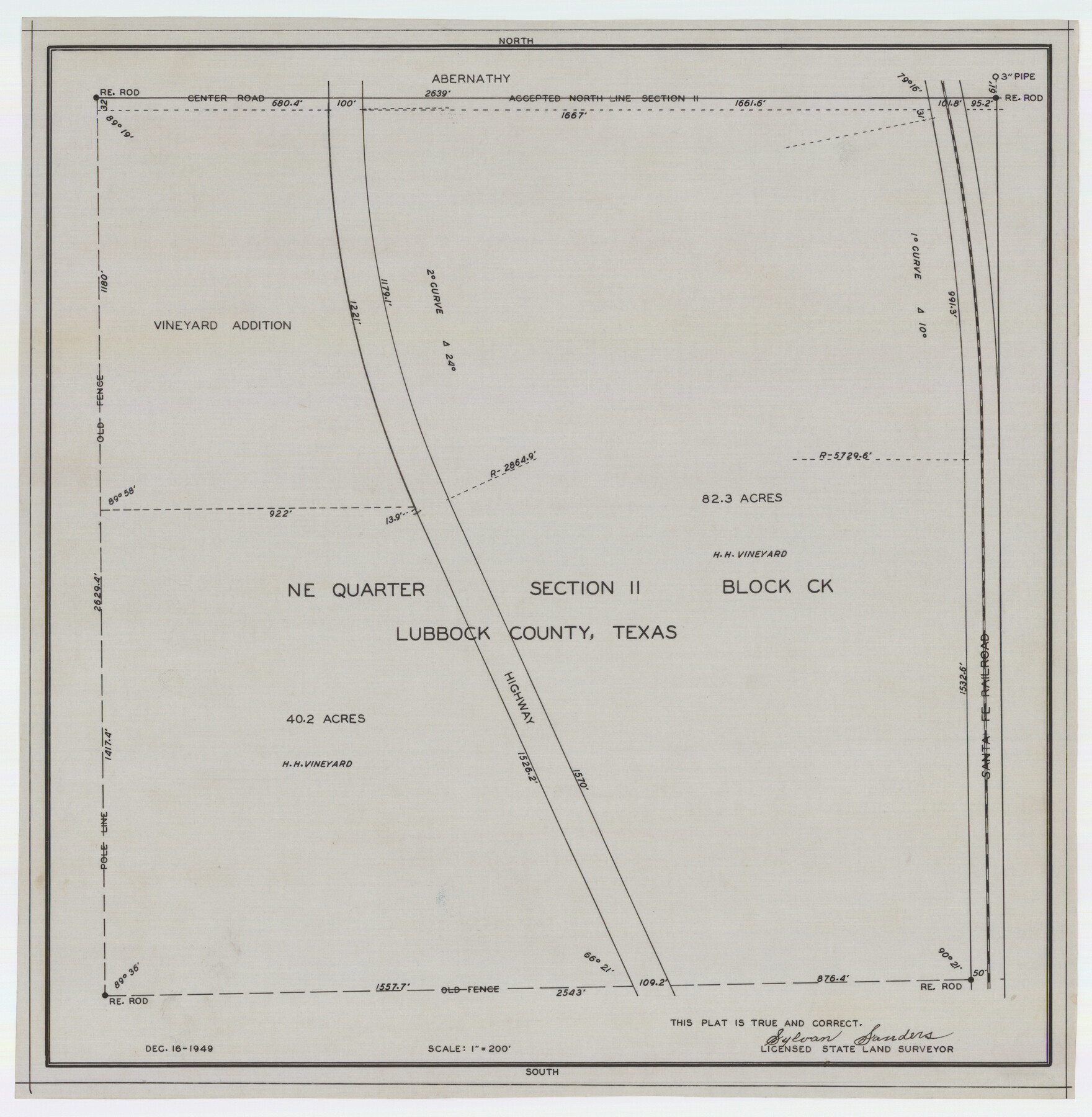 92871, [NE Quarter Section 11 Block CK Lubbock County, Texas], Twichell Survey Records