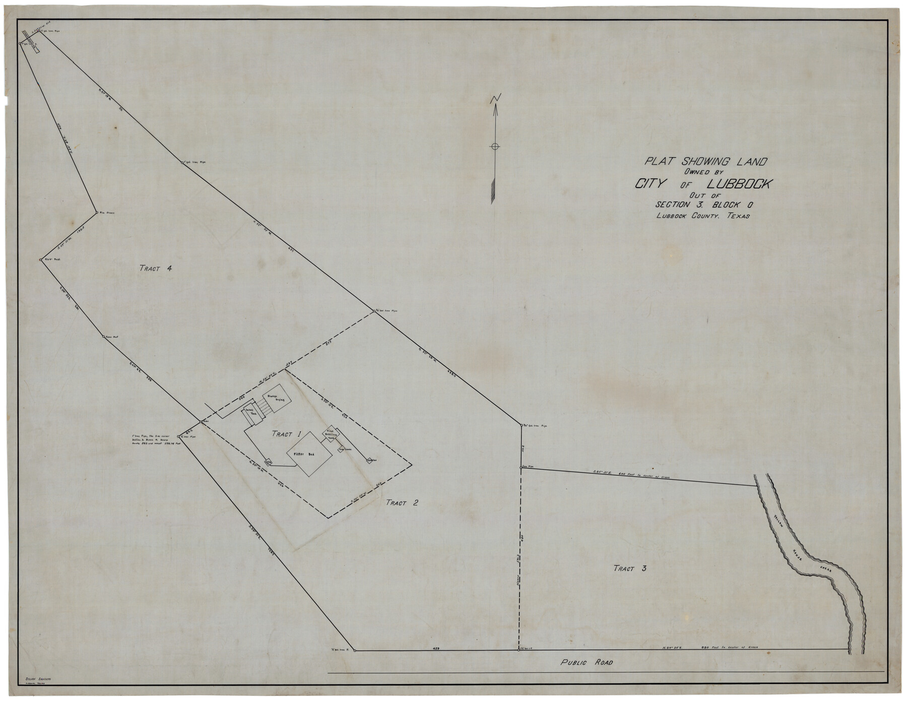 92876, Plat Showing Land Owned by City of Lubbock out of Section 3, Block O, Twichell Survey Records