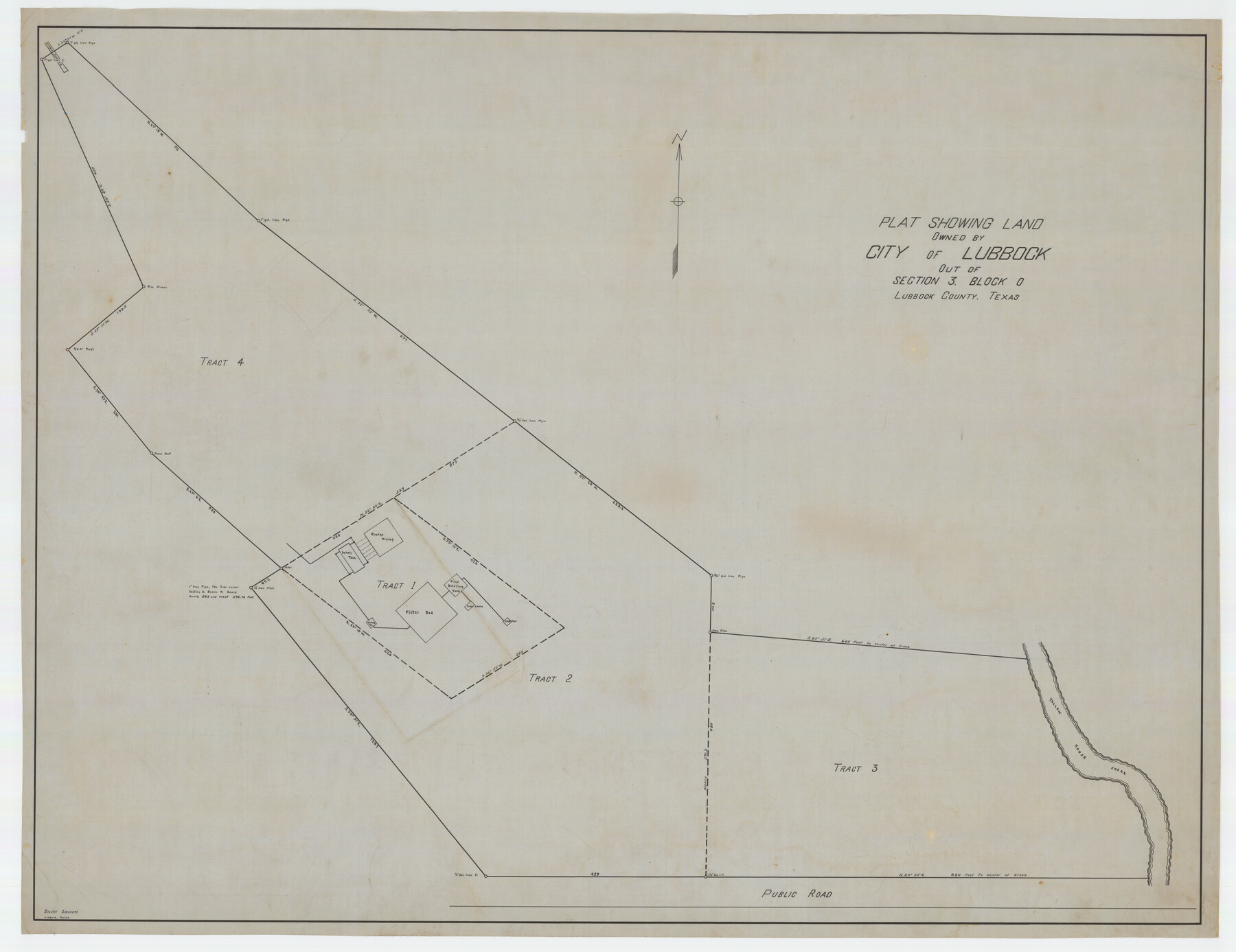 92876, Plat Showing Land Owned by City of Lubbock out of Section 3, Block O, Twichell Survey Records